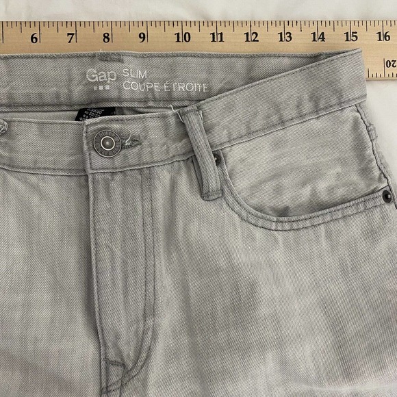 Gap Slim Straight Mens Size 30X30 Gray Light Wash Denim Mid Rise Jeans - Picture 7 of 9